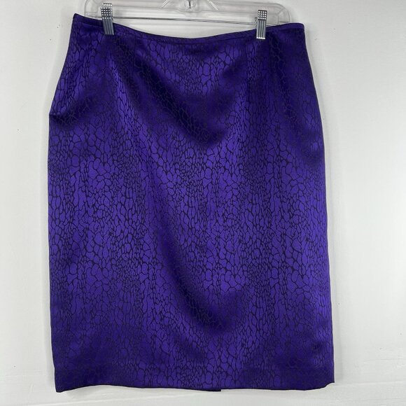 KASPER Polyester Skirt Suit Size 12 Purple Black Shawl Collar Feminine Lined 2PC - Picture 7 of 10